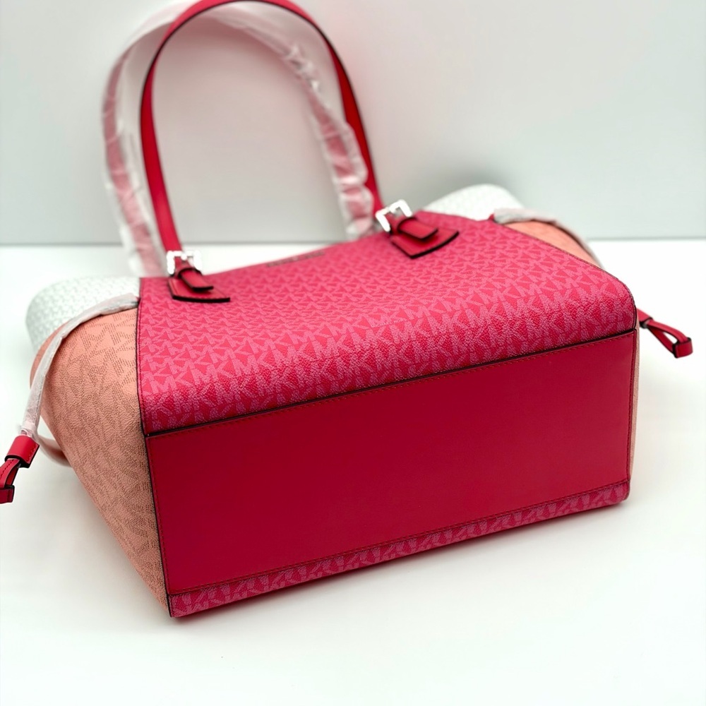 Michael Kors Pink and White Tri-Tone MK Logo Tote - Picture 10 of 15